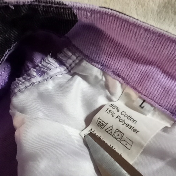 Purple and Black Cow Print Wide Leg Pants 15 Inch Waist LIKE NEW! - Picture 5 of 8